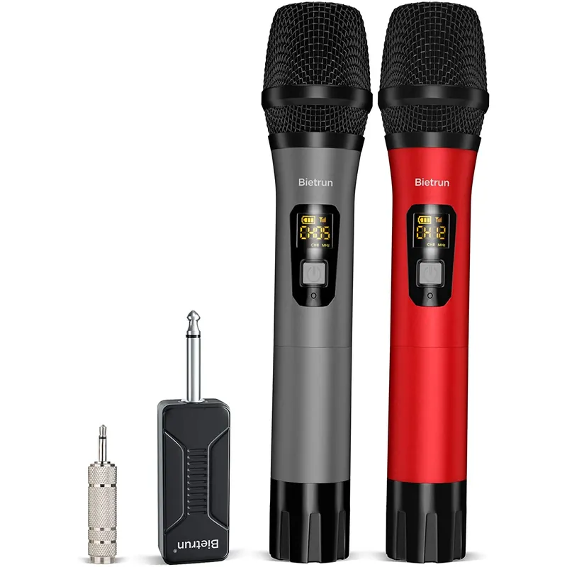Direct From Factory Wireless Microphone, UHF Wireless Dual Handheld Dynamic Mic System Set