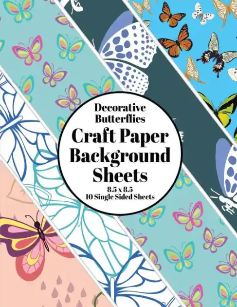 Decorative Butterflies Craft Paper Background Sheets: Butterfly Images Single Sided Background Specialty Craft Paper 8.5 x 11 Beautiful Decor Scrapbooking Paper Cheap