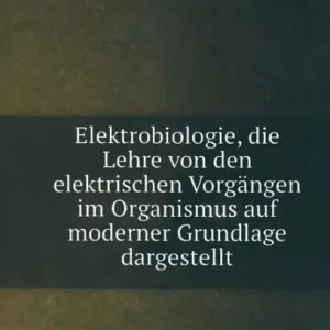 Elektrobiologie: Die Lehre von den Elektrischen Vorgängen im Organismus auf Moderner Grundlage Dargestellt Big Sale