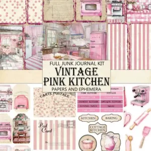 Viral Vintage Pink Kitchen: Full Large Junk Journal Kit