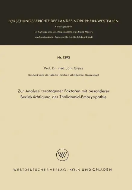 Zur Analyse teratogener Faktoren mit besonderer Berücksichtigung der Thalidomid-Embryopathie Cheap